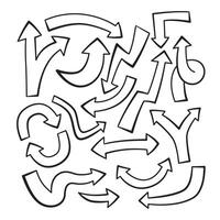 dessiné à la main griffonnage La Flèche direction signe dessin animé élément contour ligne ensemble détaillé forme vecteur