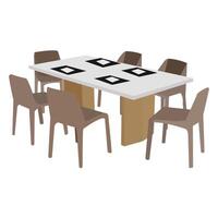 vecteur table avec quatre jambes lumière brun.café table et Trois chaises. vecteur illustration.