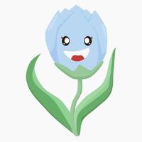 une bleu fleur tulipe avec une smiley visage vecteur