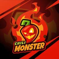 le Chili monstre esport mascotte logo conception vecteur