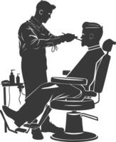 ai généré silhouette coiffeur dans action plein corps noir Couleur seulement vecteur