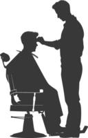 ai généré silhouette coiffeur dans action plein corps noir Couleur seulement vecteur