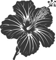 ai généré silhouette hibiscus fleur noir Couleur seulement vecteur