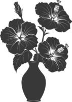 ai généré silhouette hibiscus fleur dans le vase noir Couleur seulement vecteur