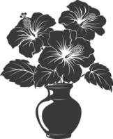 ai généré silhouette hibiscus fleur dans le vase noir Couleur seulement vecteur