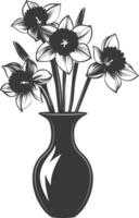 ai généré silhouette jonquille fleur dans le vase noir Couleur seulement vecteur