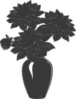 ai généré silhouette dahlia fleur dans le vase noir Couleur seulement vecteur