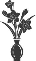 ai généré silhouette jonquille fleur dans le vase noir Couleur seulement vecteur