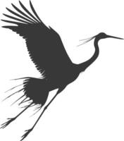 ai généré silhouette grue oiseau animal mouche noir Couleur seulement plein corps vecteur