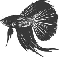 ai généré silhouette guppy poisson animal noir Couleur seulement plein corps vecteur