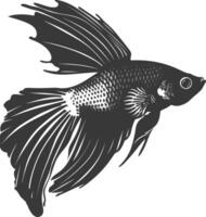 ai généré silhouette guppy poisson animal noir Couleur seulement plein corps vecteur