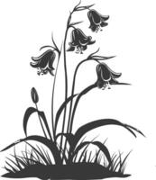 ai généré silhouette jacinthe des bois fleur dans le sol noir Couleur seulement vecteur