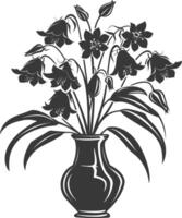 ai généré silhouette jacinthe des bois fleur dans le vase noir Couleur seulement vecteur