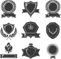 ai généré silhouette ancien rétro vecteur badges et Étiquettes noir Couleur seulement