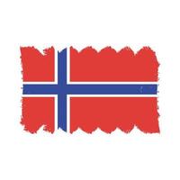 drapeau de la norvège avec pinceau peint à l'aquarelle vecteur