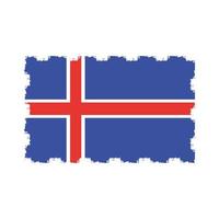 drapeau de l'islande avec pinceau peint à l'aquarelle vecteur