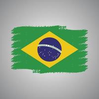 drapeau du brésil avec pinceau peint à l'aquarelle vecteur