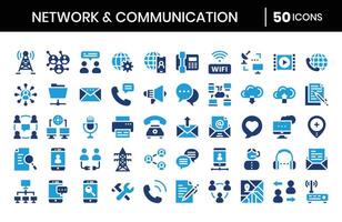 réseau et la communication plat Icônes set.vector illustration. vecteur