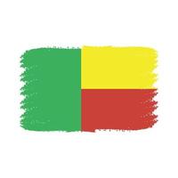 drapeau du bénin avec un pinceau peint à l'aquarelle vecteur