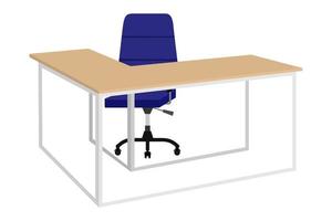 bureau moderne mignon pour pigiste de bureau à domicile avec chaise en forme de l table isolée vecteur
