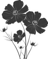 ai généré silhouette cosmos fleur noir Couleur seulement vecteur