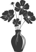 ai généré silhouette cosmos fleur dans le vase noir Couleur seulement vecteur