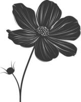 ai généré silhouette cosmos fleur noir Couleur seulement vecteur