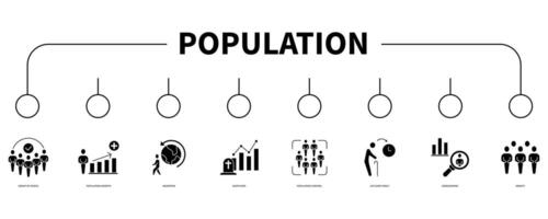 population Compte bannière la toile icône vecteur illustration concept