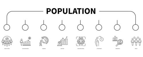 population Compte bannière la toile icône vecteur illustration concept