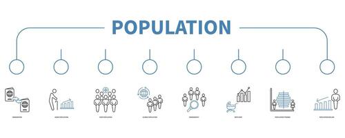 population Compte bannière la toile icône vecteur illustration concept