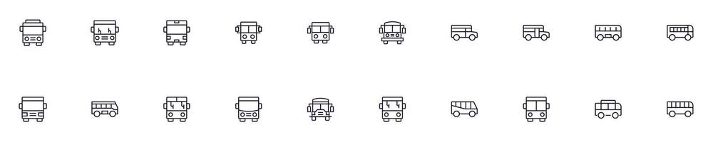 les autobus contour Icônes empaqueter. modifiable accident vasculaire cérébral. Facile linéaire illustration pour la toile des sites, journaux, des articles livre vecteur