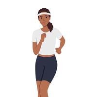 fonctionnement femme, femelle athlète dans des sports uniforme fonctionnement marathon, entraînement, le jogging sur vecteur