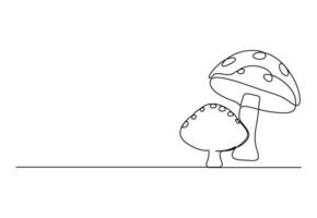 champignon dans un continu ligne dessin vecteur illustration. gratuit vecteur