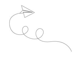 continu un ligne dessin de papier avion isolé sur blanc Contexte vecteur illustration