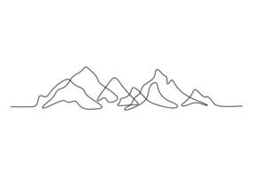 continu un ligne dessin de Montagne intervalle paysage. aventure hiver des sports concept isolé sur blanc Contexte vecteur illustration