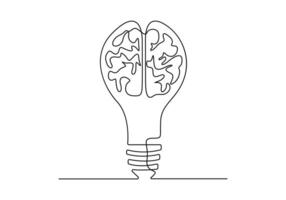Célibataire ligne dessin de ampoule avec Humain cerveau pour médical entreprise logo identité vecteur illustration