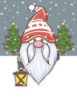 gnome mignon tenant une illustration de noël lanterne vecteur