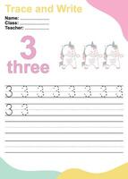 trace et écrire nombre pour les enfants. exercice pour les enfants à reconnaître le nombre. vecteur
