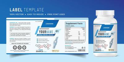 nourriture supplément multi vitamine étiquette autocollant conception et médicament bouteille pot boîte emballage. vecteur