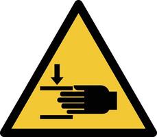 écrasement de mains iso avertissement symbole vecteur