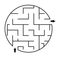 vecteur Labyrinthe modèle. Vide noir et blanc cercle en forme de géométrique labyrinthe isolé sur blanc Contexte. préscolaire imprimable éducatif activité ou Jeu échantillon