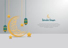 Ramadan kareem avec lune étoiles et lanterne vecteur