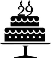 une noir et blanc image de une gâteau avec le nombre 29 sur il. vecteur
