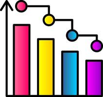 bar graphique ligne rempli pente icône vecteur