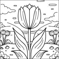 tulipe coloration pages. tulipe fleur contour vecteur. fleurs coloration pages pour coloration livre vecteur