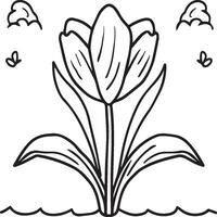 tulipe coloration pages. tulipe fleur contour vecteur. fleurs coloration pages pour coloration livre vecteur