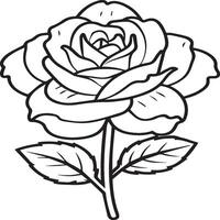 Rose coloration pages. Rose fleur contour vecteur