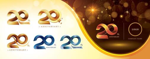 ensemble de 20e anniversaire logotype conception, vingt ans anniversaire fête logo vecteur