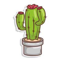 main dessiner cactus plante dessin animé plat conception vecteur