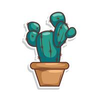 main dessiner cactus plante dessin animé plat conception vecteur